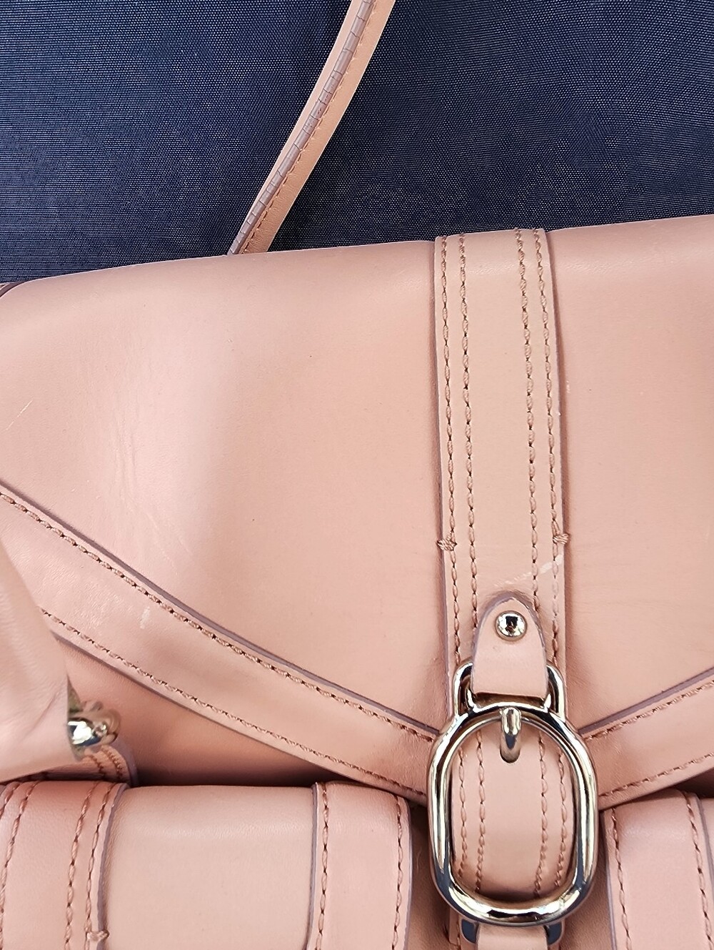 Cole Haan Blush Pink Leather Shoulder Bag with Buckle Accents - Picture 4 of 15